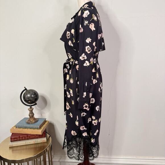 Lela Rose Midnight Floral Lace Hem Double Breasted Wrap Dress Size 2 NWT - Picture 8 of 16